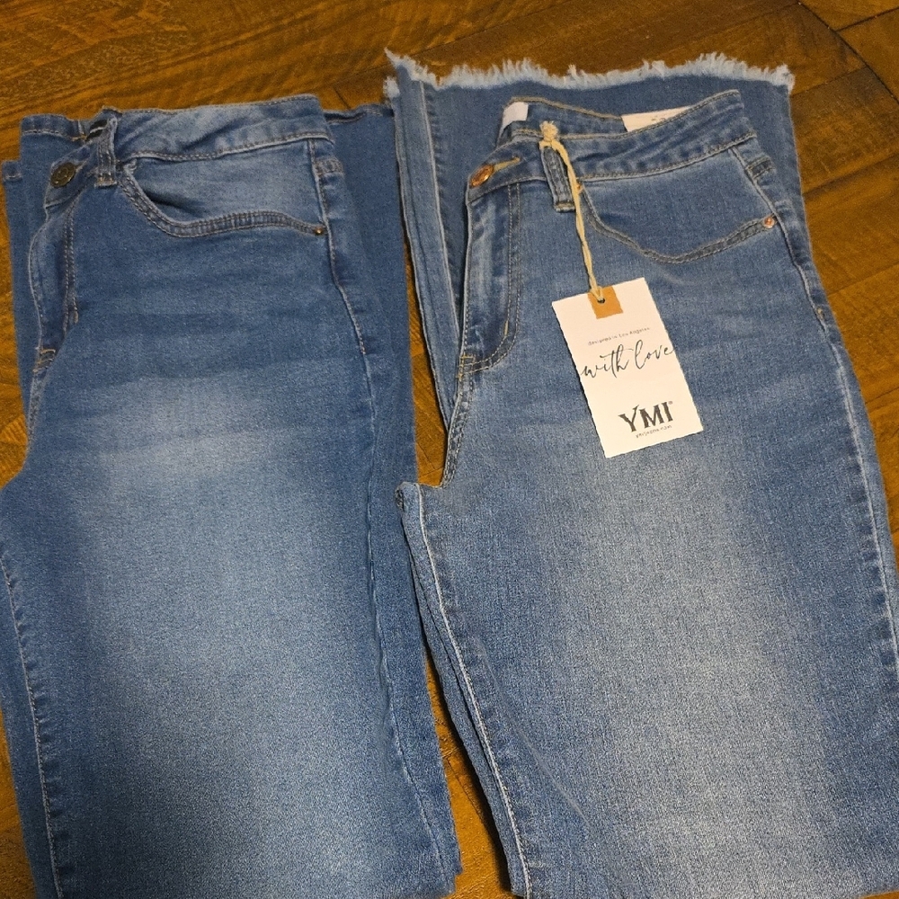 2 Pair of YMI Blue Flare Wide Leg Jeans Classic Denim.